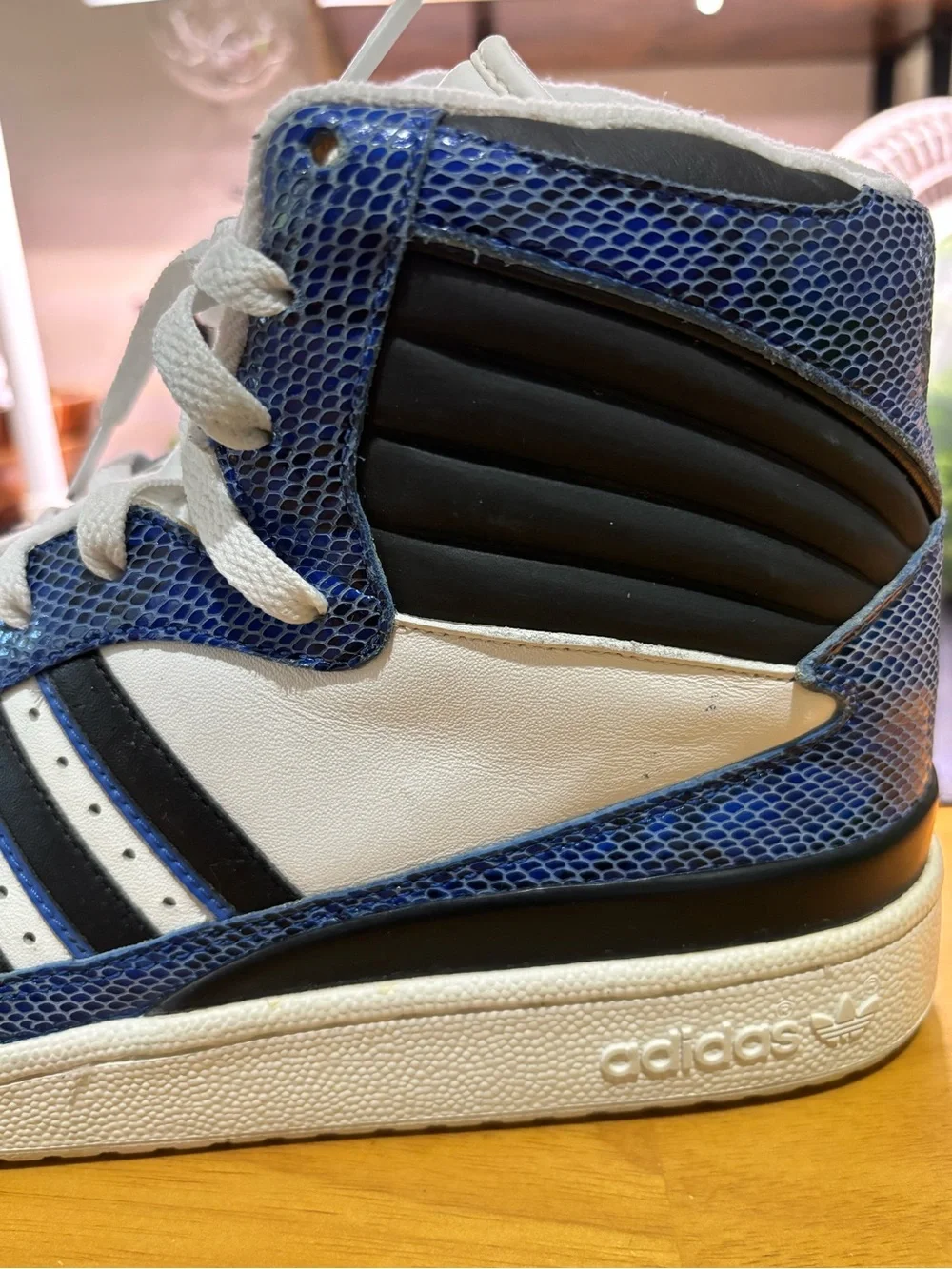ADIDAS RUN-DMC FLEETWOOD HIGH TOP SNAKESKIN LEATHER SNEAKERS MENS.